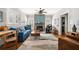 Inviting living room features a stone fireplace, large windows, and hardwood floors, bathed in natural light at 2964 Anderson Se Cir, Smyrna, GA 30080
