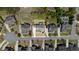 A detailed aerial view of a home's lot, including a spacious backyard at 622 Rocky Creek Pt, Woodstock, GA 30188