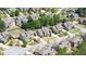 A captivating aerial view of a residential neighborhood showcasing well-maintained homes at 622 Rocky Creek Pt, Woodstock, GA 30188