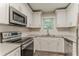 Modern kitchen featuring stainless appliances, white cabinets, sleek countertops and a subway tile backsplash at 2682 Cavalier Dr, Decatur, GA 30034
