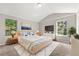 Comfortable main bedroom boasts natural light, soft rug, and a calming color scheme at 7194 Oakwood Cir, Rex, GA 30273