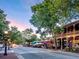 Vibrant street with inviting restaurants, beautiful landscaping, and classic streetlamps for a pleasant atmosphere at 825 Maplewood Dr, Roswell, GA 30075