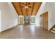 Bright living room featuring a stone fireplace and vaulted wood ceiling at 1150 Autumn Ridge Dr, Marietta, GA 30066