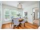 Sunlit dining room with hardwood floors, round table, elegant chairs, and bar cart at 648 Channing Nw Dr, Atlanta, GA 30318