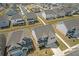 Birds eye view of new gray homes on tree lined streets with sidewalks at 70 Clark Lake Ln, Grayson, GA 30017