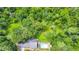Aerial view of a home with a pool surrounded by lush greenery and trees in a serene setting at 2940 Blue Sky Pl, Marietta, GA 30068
