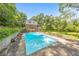 Expansive backyard with in-ground pool, mature trees, and manicured lawn at 2940 Blue Sky Pl, Marietta, GA 30068