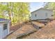 A spacious backyard featuring tiered landscaping, mulch, and garden beds at 2940 Blue Sky Pl, Marietta, GA 30068