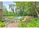 Secluded backyard retreat featuring a pool, patio, and lush greenery at 2940 Blue Sky Pl, Marietta, GA 30068