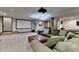 Basement entertainment area with projector screen, comfortable seating, and versatile layout at 5023 Buckline Xing, Dunwoody, GA 30338