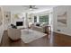 Bright living room features large windows, neutral decor, fireplace and hardwood floors at 4366 Karls Gate Dr, Marietta, GA 30068