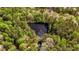 An aerial view of a secluded pond, surrounded by lush green trees and foliage at 285 Glen Ne Rd, Conyers, GA 30013
