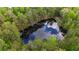 Aerial view of pond surrounded by mature trees reflecting sky at 285 Glen Ne Rd, Conyers, GA 30013