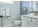Bathroom featuring modern fixtures, vanity, and a toilet at 1332 Nw Creekside Cir, Atlanta, GA 30318