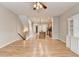Open floor plan with hardwood floors connecting the living room and kitchen at 1668 Sabastian Ne Pt, Atlanta, GA 30329