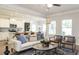 Bright living room featuring neutral tones, recessed lighting, with the kitchen visible in the background at 233 Silver Leaf Trce, Douglasville, GA 30134