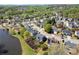 Aerial view showcasing homes with manicured lawns in a serene neighborhood near a pond and green spaces at 3950 Almandine Way, Cumming, GA 30040