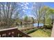 Backyard view of a lake with shrubs and trees at 3950 Almandine Way, Cumming, GA 30040