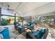 Inviting covered patio with stone flooring, comfortable seating, and a cozy fire pit at 4620 Westgate Dr, Cumming, GA 30040