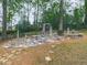Backyard garden area with stone benches and a water fountain, great for relaxing outdoors at 1606 Nuthatch Ct, Marietta, GA 30062