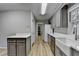 Kitchen featuring white countertops, gray cabinets, stainless steel appliances and a farmhouse style sink at 3081 Frankie Ln, Duluth, GA 30096