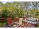 Back deck features a fire pit, grill, and outdoor furniture perfect for entertaining at 6332 Fairoaks Pl, Douglasville, GA 30135