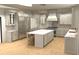 A spacious kitchen with a large center island, stainless steel appliances and light gray cabinetry at 1445 West Wesley Ne Rd, Atlanta, GA 30327