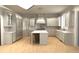 A spacious kitchen with a large center island, stainless steel appliances and light gray cabinetry at 1445 West Wesley Ne Rd, Atlanta, GA 30327