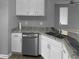Corner kitchen with white cabinets, granite countertops, and stainless steel dishwasher at 4811 Westgate Blvd, Atlanta, GA 30349