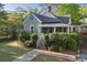 Charming blue home featuring a quaint front porch, stone walkway, and lush, mature landscaping at 176 Stewart Nw Ave, Marietta, GA 30064