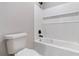 Modern bathroom with a tiled shower and tub combination at 6960 Dockbridge Way, Stone Mountain, GA 30087