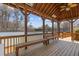 View of the community gazebo with benches overlooking the tennis court at 11570 Dunhill Place Dr, Johns Creek, GA 30005