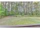 Large backyard with mature trees and a wooden fence surrounding the property at 6040 Carriage Dr, Cumming, GA 30028