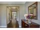 Hallway featuring hardwood flooring and neutral wall paint at 314 Lakeside Trce, Canton, GA 30115