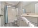 This bathroom offers a shower and tub combo at 206 Oak Grove Way, Acworth, GA 30102
