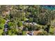 Aerial view highlighting the neighborhood surrounded by lush trees and water access at 3578 Hope Rd, Cumming, GA 30041