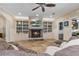 Cozy living room with fireplace, built-in bookshelves and mounted television at 3578 Hope Rd, Cumming, GA 30041