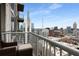 Stunning city views from a modern balcony overlooking the cityscape and neighborhood at 855 Peachtree Ne St # 2706, Atlanta, GA 30308