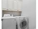 Bright laundry room with front load LG washer and Whirlpool dryer at 155 Glenside Ln, Duluth, GA 30097