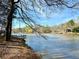 Scenic lakefront view showcasing waterfront access and a private dock for boating and leisure activities at 123 Wildwood Dr, Temple, GA 30179