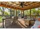 Screened-in porch with seating, dining, and wooded backyard views at 3120 Church St, Atlanta, GA 30344