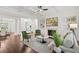 Bright living room with coffered ceilings, fireplace, built-ins, and hardwood floors; great for entertaining at 510 Towneside Ln, Marietta, GA 30064