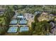 Aerial view of community tennis courts, baseball field, pool, and clubhouse at 174 Vandiver Ct, Acworth, GA 30101