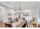 Bright dining room with wainscoting, coffered ceiling, and decorative chandelier at 174 Vandiver Ct, Acworth, GA 30101