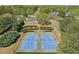 Two tennis courts sit in a community surrounded by mature landscaping and trees at 205 Northampton Ct, Canton, GA 30115