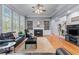 Cozy living room featuring a fireplace, built-in shelves, and comfortable seating at 1207 Promontory Path, Marietta, GA 30062