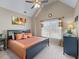 Bright main bedroom features an arched ceiling, neutral carpet, and large window at 1207 Promontory Path, Marietta, GA 30062