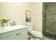 A bathroom vanity with a mirror and shower at 104 Holcomb Ferry Rd, Roswell, GA 30076