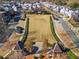 Aerial view of a well-maintained community green space surrounded by beautiful residential homes at 7515 Cordery Rd, Cumming, GA 30040