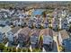 Aerial view of a neighborhood featuring beautifully built homes and a serene lake, offering a scenic environment at 7515 Cordery Rd, Cumming, GA 30040